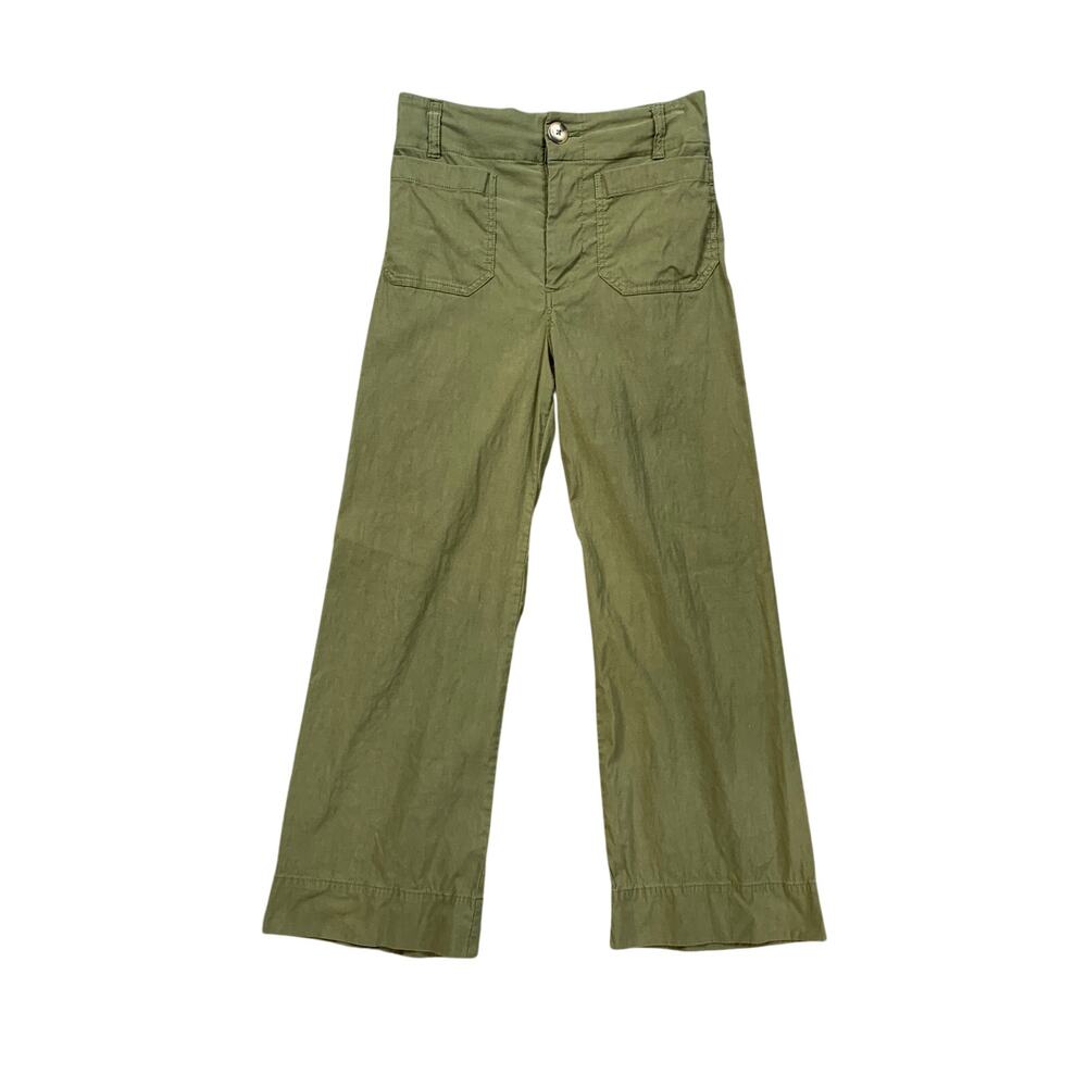 Maeve Pants Womens 25 Ivy Green The Colette Cropped Wide Leg Front Pockets